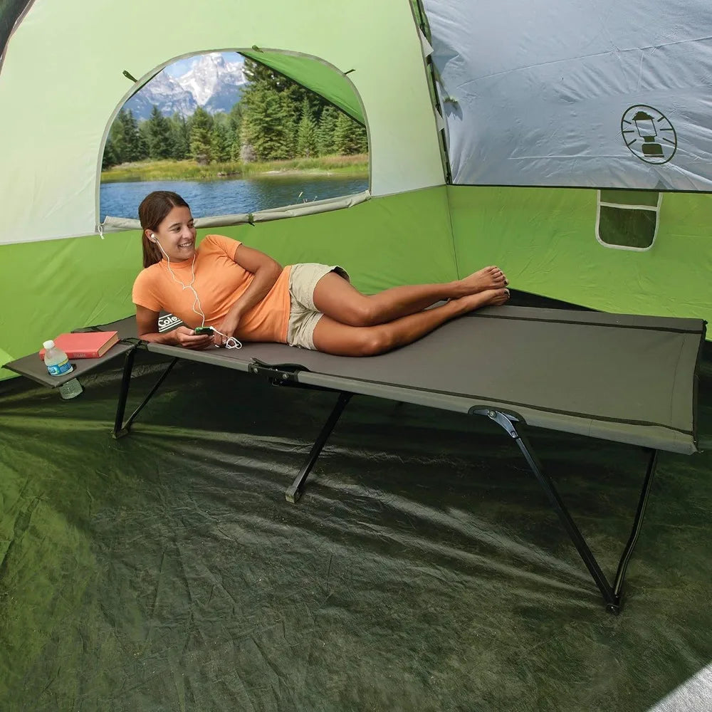 Big And Tall Camping Cot With Side Table