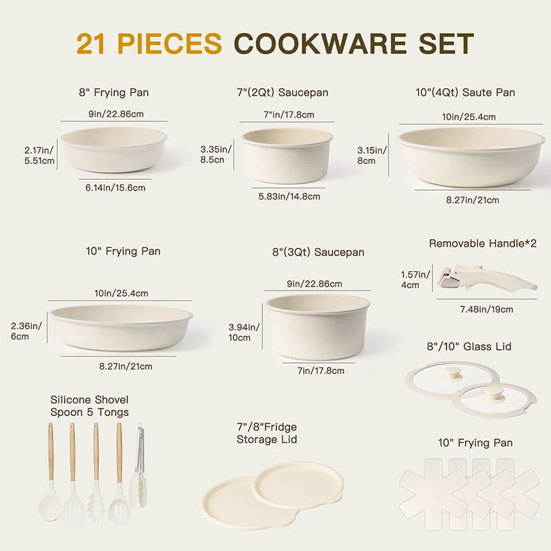 21 Piece  Non-Stick Ceramic Cookware Set