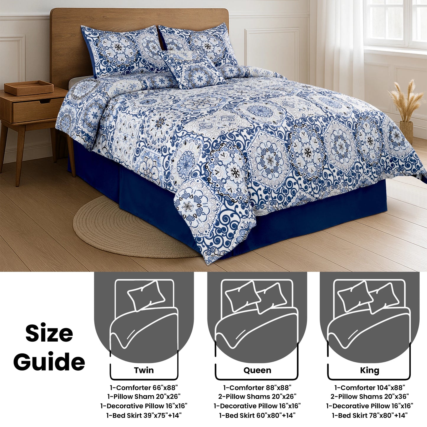 5 Piece Reversible Bedding Set