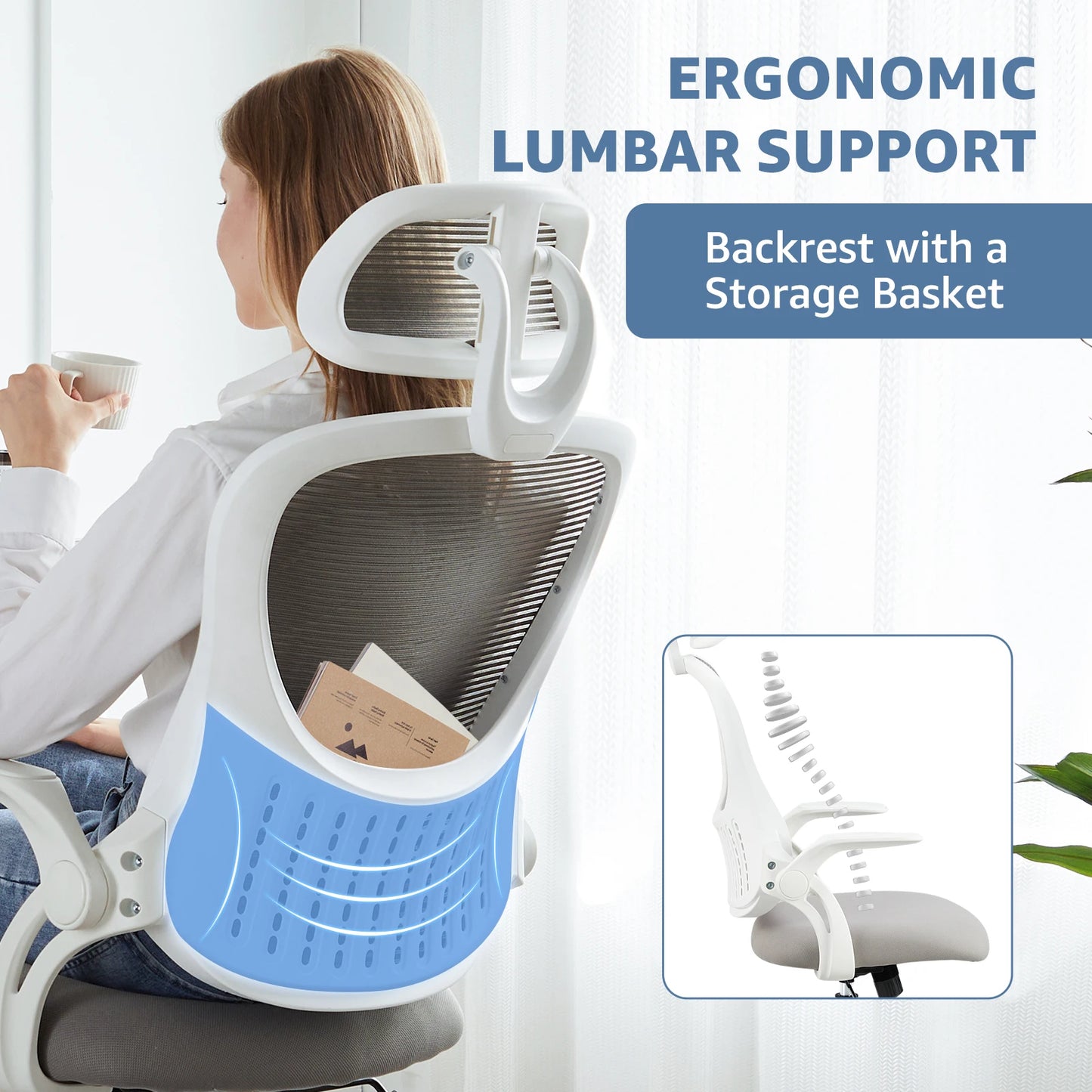 Ergonomic  Computer Desk Chair With Headrests And Lumbar Support