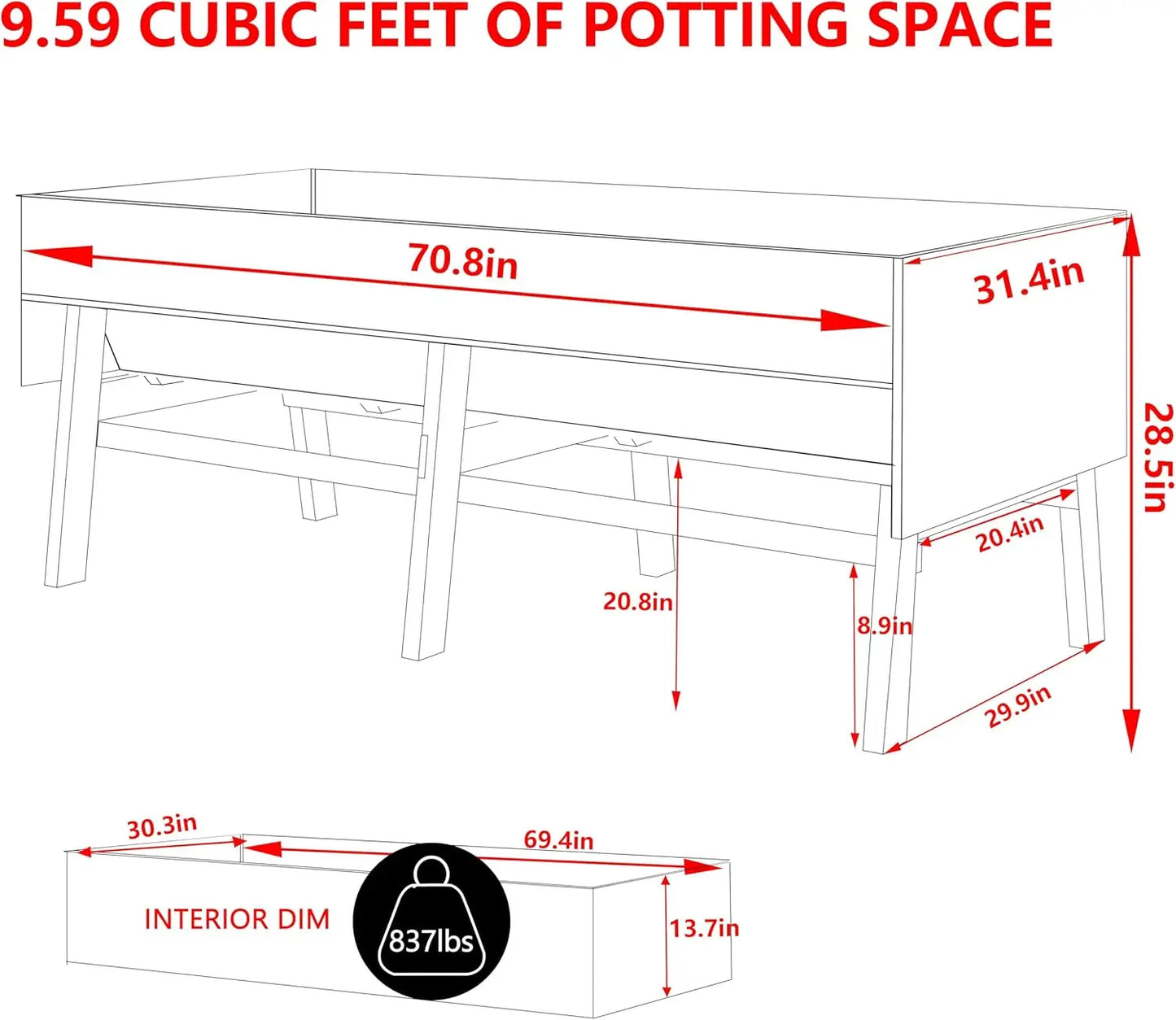 Wooden Raised Garden Beds with Detachable Liner