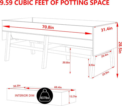 Wooden Raised Garden Beds with Detachable Liner