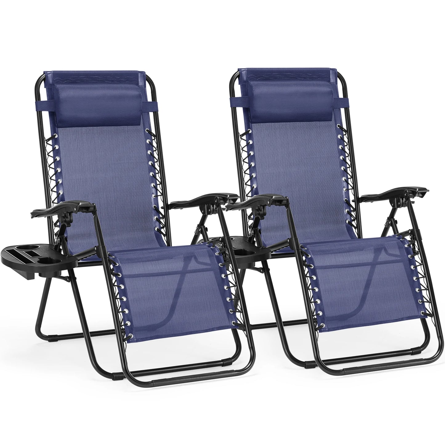 Set of 2 Zero Gravity Recliner Outdoor Lounge Chair with Cup Holder