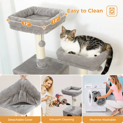 Cat Tree and Tower for Indoor Cats With Sisal-Covered Scratching Posts