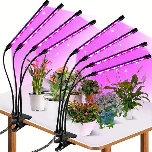 LED indoor plant growth lamp, adjustable clip type three-color plant supplementary light, 2/4-head vegetable plant planting