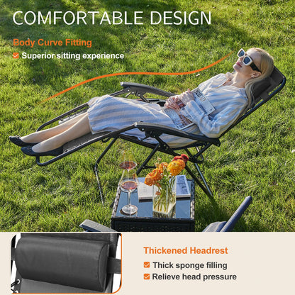 Set of 2 Zero Gravity Recliner Outdoor Lounge Chair with Cup Holder