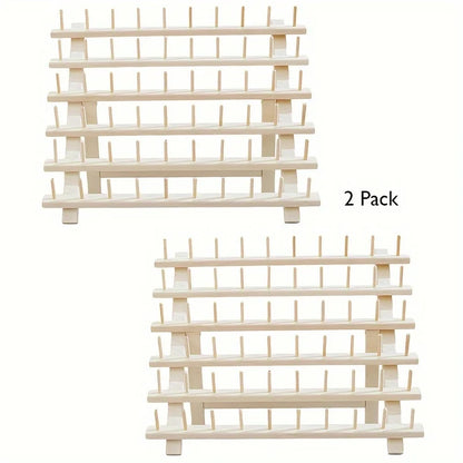 2PCS Wooden Thread Rack Sewing and Embroidery Thread Holder, 60 Spools
