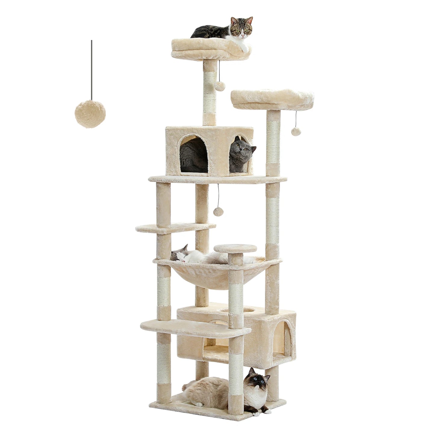 Cat Tree and Tower for Indoor Cats With Sisal-Covered Scratching Posts