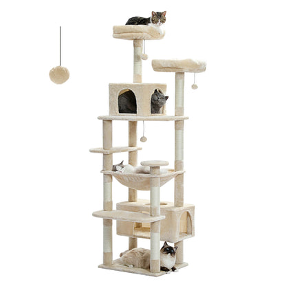 Cat Tree and Tower for Indoor Cats With Sisal-Covered Scratching Posts