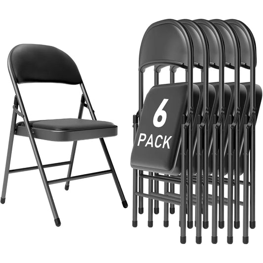 6 Pack Folding Chairs with Padded Cushion and Back