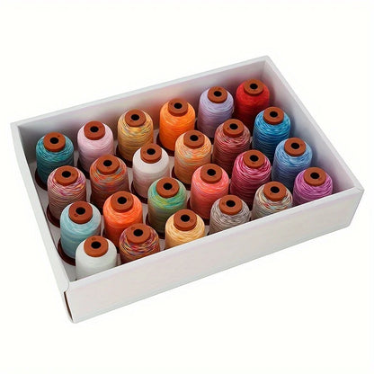 Rainbow Variegated Polyester Sewing Machine Thread Multi-Purpose 5000Y Each Spool for Quilting, Serger, Sewing and Embroidery 24