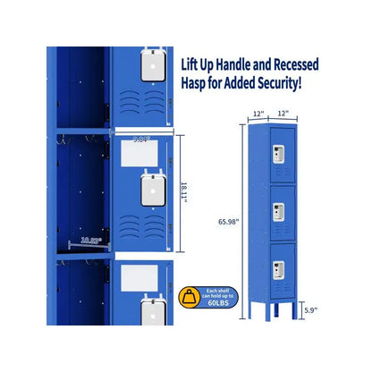 3-Door Lockers for  Gym, School, Office, Garage