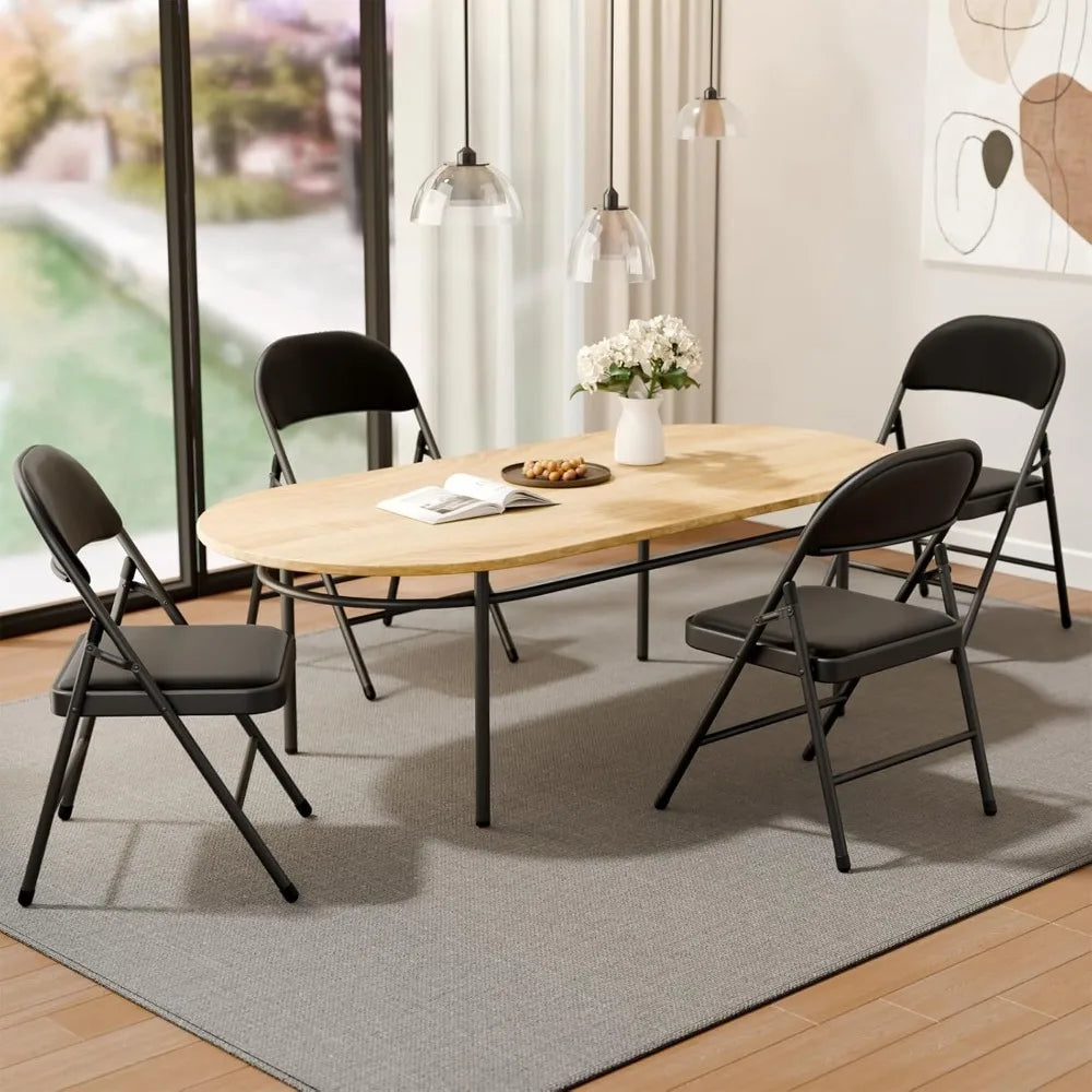 6 Pack Folding Chairs with Padded Cushion and Back
