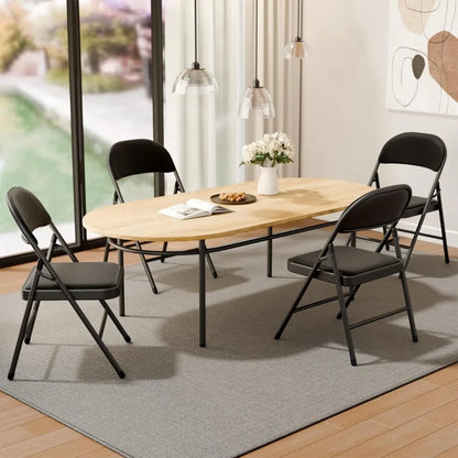 6 Pack Folding Chairs with Padded Cushion and Back