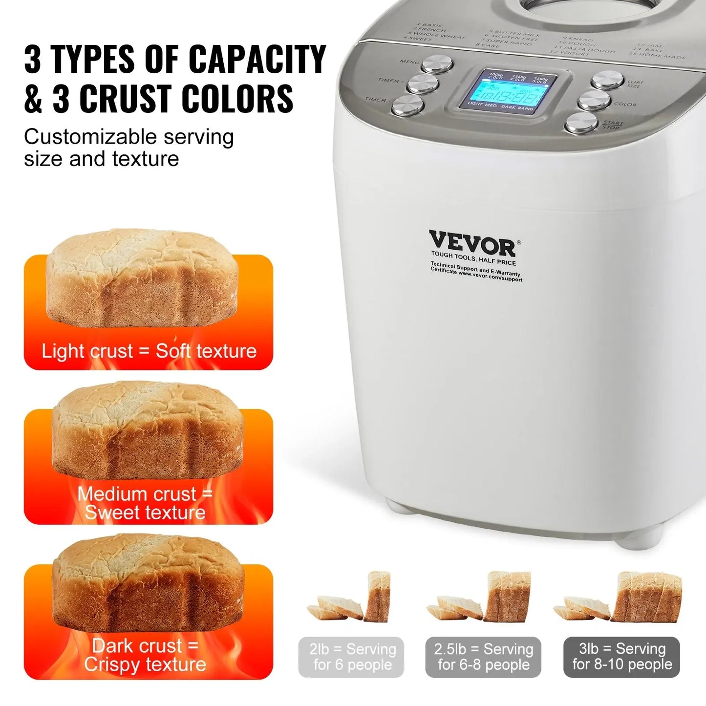 Bread Maker With  3 Loaf Sizes