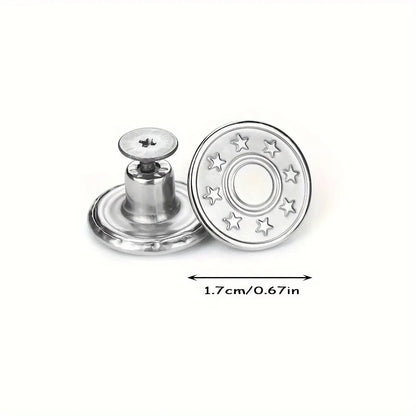 10Pcs Metal Jeans Buttons 17mm Replacement No-Sewing Screw Button Repair Kit Nailless Removable Jean Buckles Clothing Pants Pins