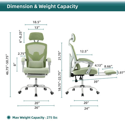 High Back Mesh Computer Desk Chair with Lumbar Support