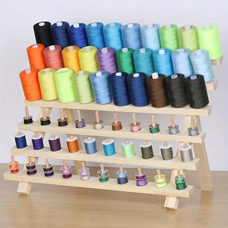 2PCS Wooden Thread Rack Sewing and Embroidery Thread Holder, 60 Spools