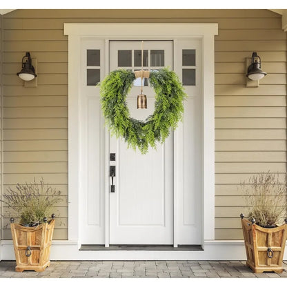 Set Of 6 Artificial Cedar Wreaths With Bell