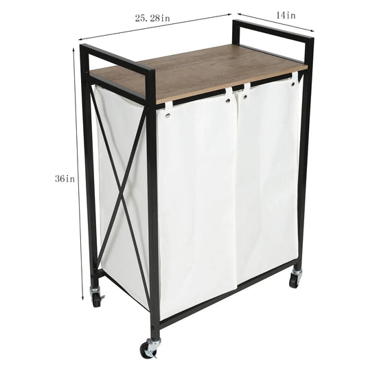 Metal Frame 3-Bag Hamper