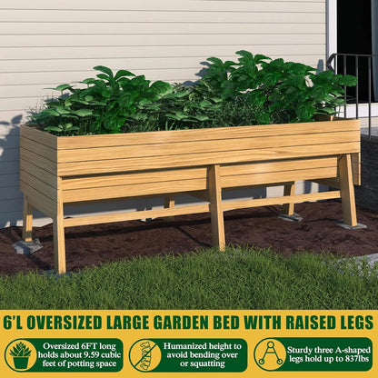 Wooden Raised Garden Beds with Detachable Liner