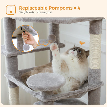 Cat Tree and Tower for Indoor Cats With Sisal-Covered Scratching Posts