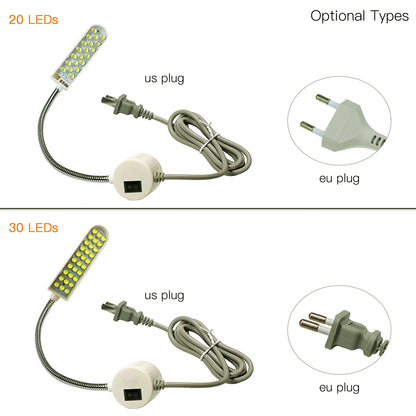 30LED Sewing Machine Light Lamp Magnetic Fixed Base Flexible Bendable Tube Goose Neck Design for Housework Duties Chores