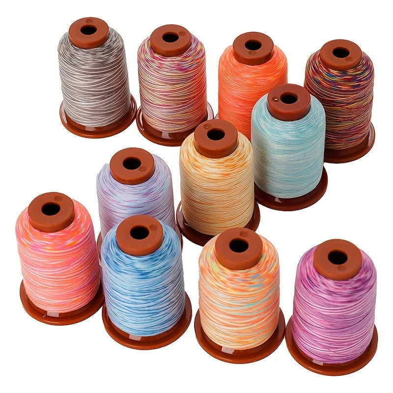 Rainbow Variegated Polyester Sewing Machine Thread Multi-Purpose 5000Y Each Spool for Quilting, Serger, Sewing and Embroidery 24