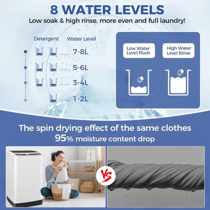 20Lb Portable Washing Machine with Drain Pump,  10 Programs