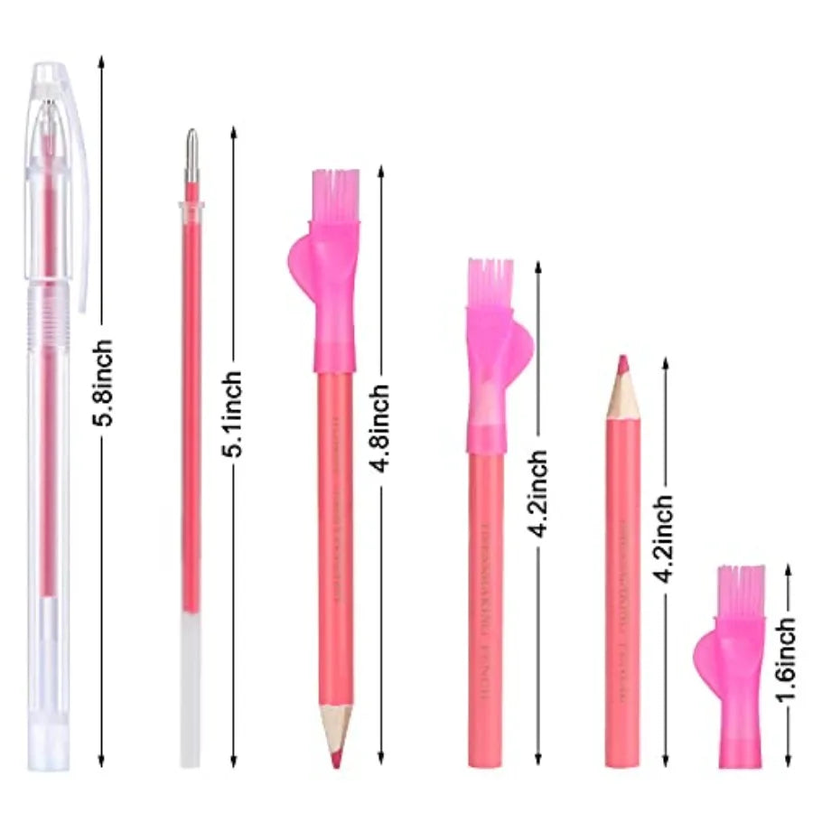 CampTek Tailors Chalk Fabric Markers for Quilting and Sewing - 10PCS Tailor's Chalk 4PCS Heat Erasable Pens with 4 Refills 3 PC