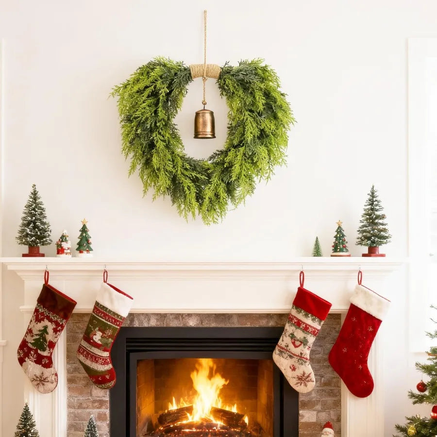 Set Of 6 Artificial Cedar Wreaths With Bell