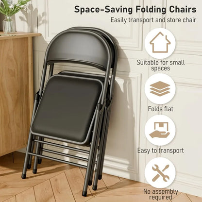 6 Pack Folding Chairs with Padded Cushion and Back
