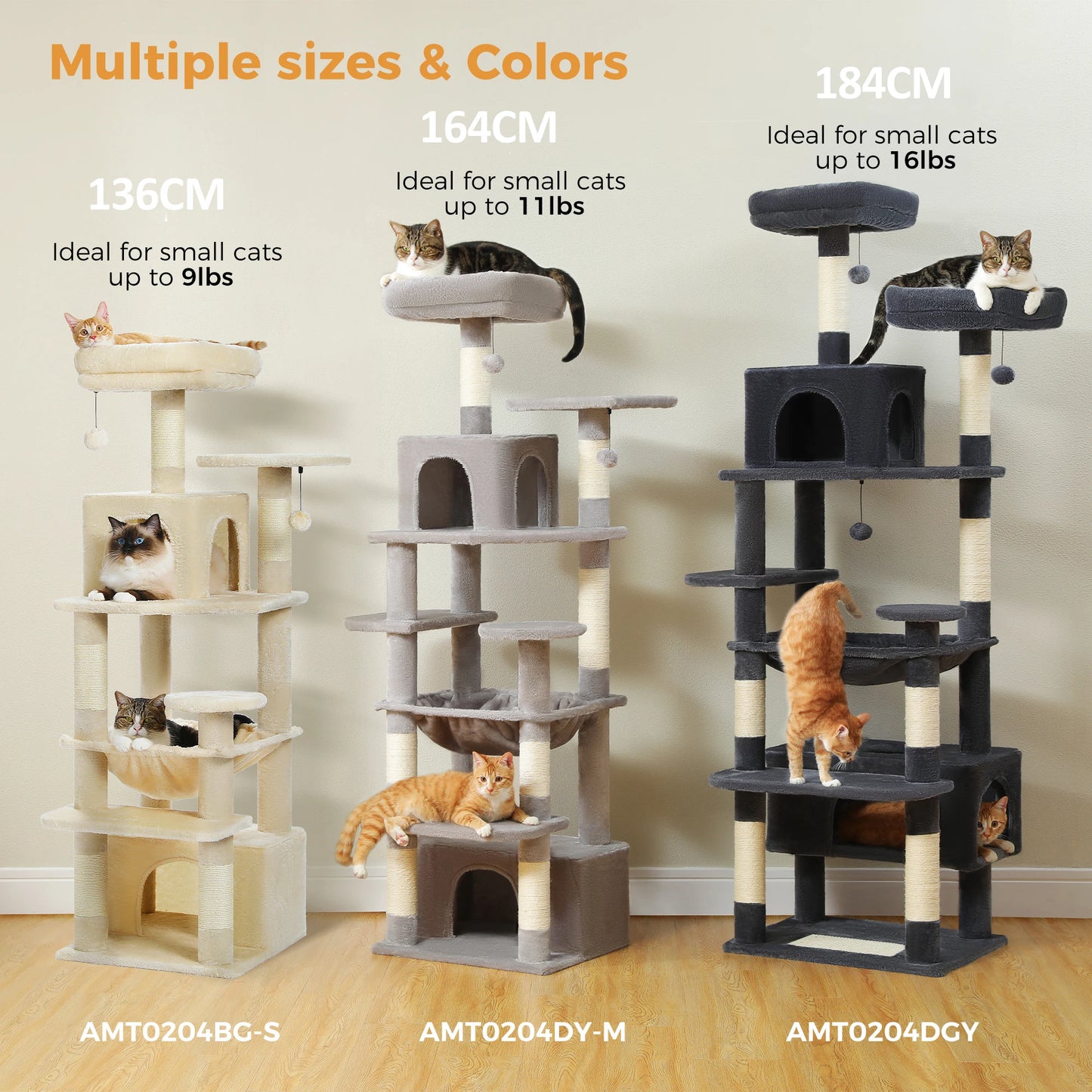 Cat Tree and Tower for Indoor Cats With Sisal-Covered Scratching Posts