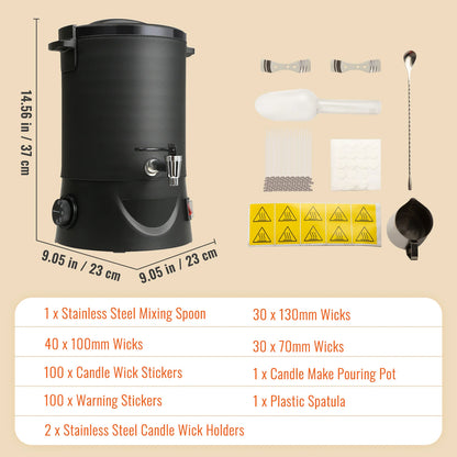 SucceBuy 6.5L 10L Wax Melter for Candle Making Large Electric Wax Melting Pot Easy Pour Spout 9-Level Temperature Control